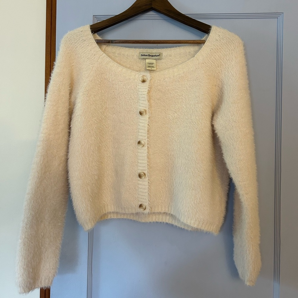 Cotton Emporium Cream Cardigan Sweater